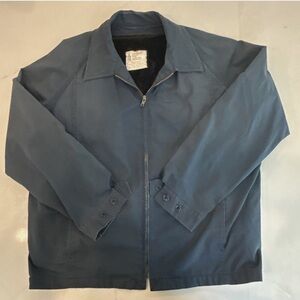 Vintage London Fog Lined Jacket Men’s 48 Reg Blue Zip Front Faux Fur Lining USA